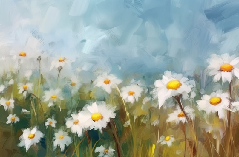 阴天黄色夏日油画野菊花手绘背景,插画/手绘图,插画/手绘图库,插画/手绘图下载,插画/手绘